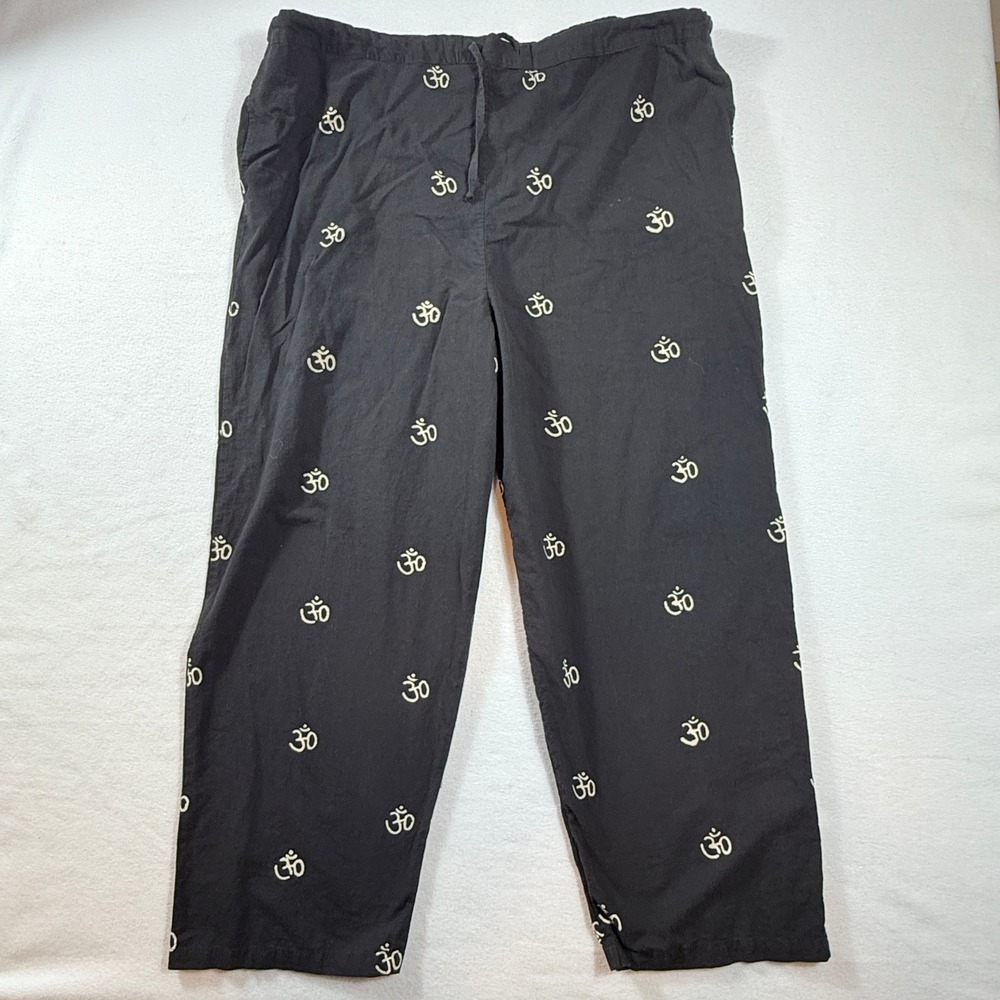 India Arts Om Lounge Pants Adult Small Medium Black Spiritual Yoga Meditation